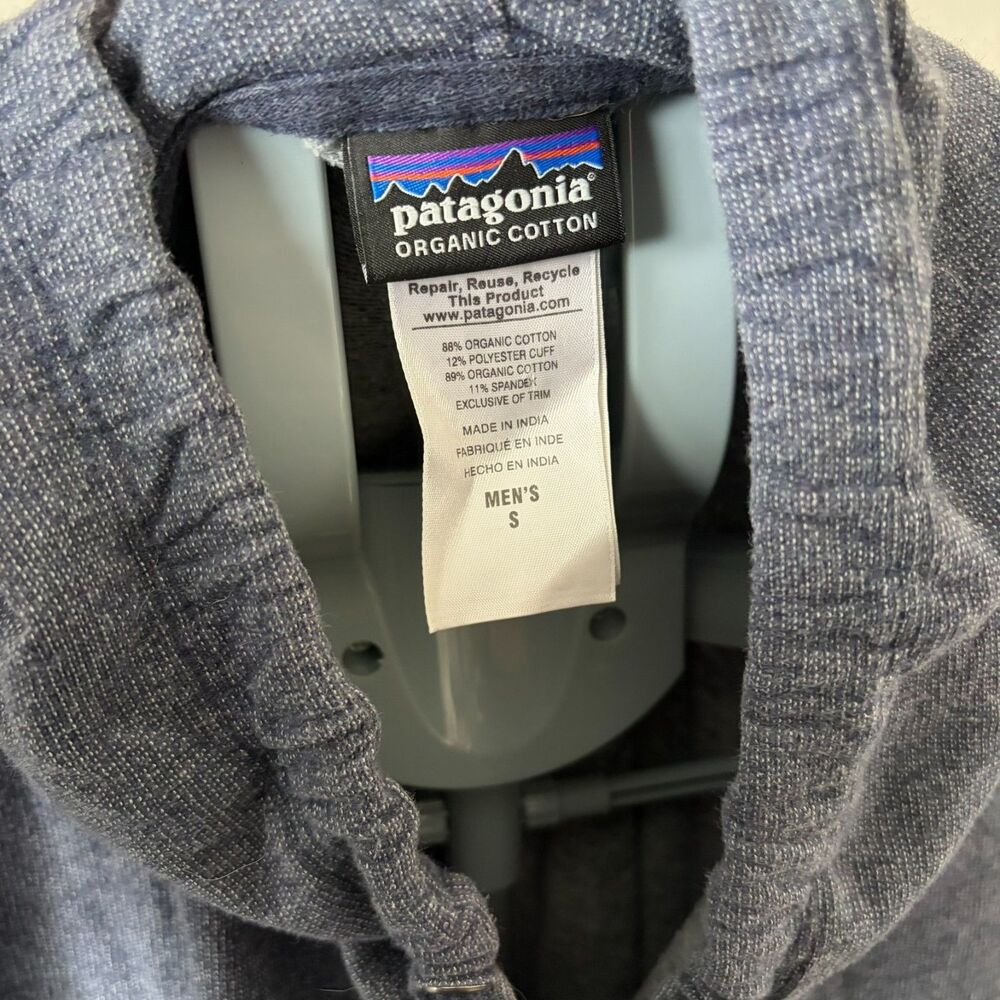 Patagonia Men's Small Brushed‎ Badge Lightweight Hooded Full-Zip Sweatshirt Blue - Picture 5 of 6